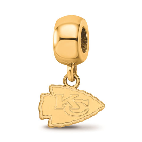 Gold Plated NFL LogoArt Kansas City Chiefs Extra Small Dangle Bead Charm