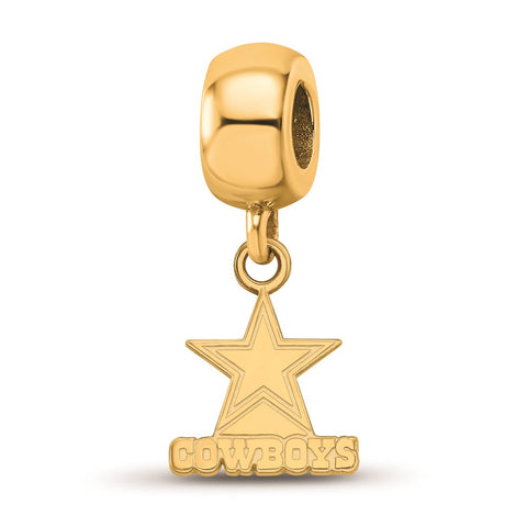 Gold Plated NFL LogoArt Dallas Cowboys Extra Small Dangle Bead Charm