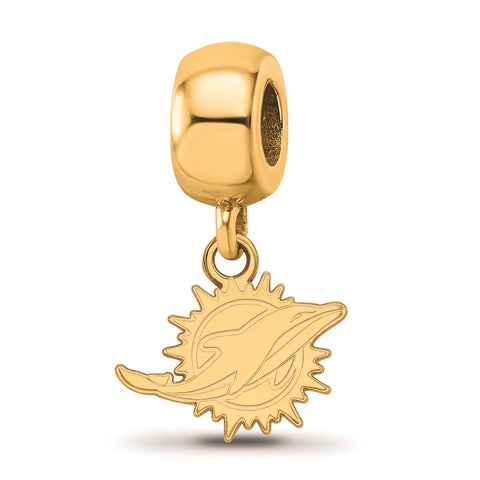 Gold Plated NFL LogoArt Miami Dolphins Extra Small Dangle Bead Charm