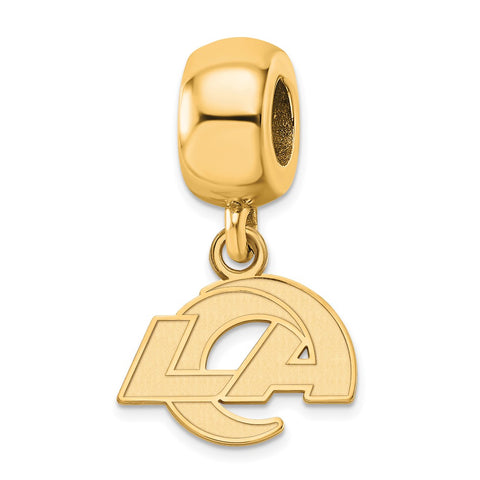 Gold Plated NFL LogoArt Los Angeles Rams Extra Small Dangle Bead Charm