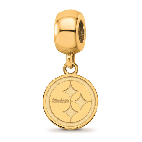 Gold Plated NFL LogoArt Pittsburgh Steelers Extra Small Dangle Bead Charm