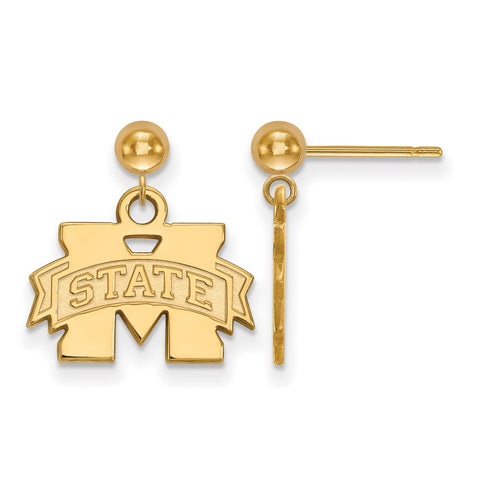 Gold Plated LogoArt Mississippi State University Earrings Dangle B