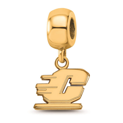 Gold Plated LogoArt Central Michigan University Xs Dangle Bead