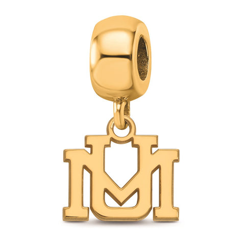 Gold Plated LogoArt University of Montana Xs Dangle Bead Charm