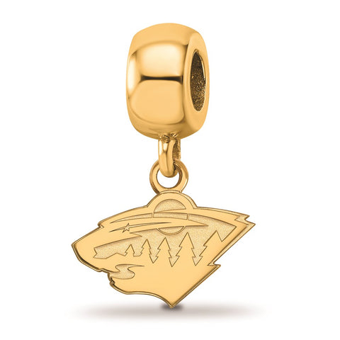 Gold Plated NHL LogoArt Minnesota Wild Xs Dangle Bead Charm