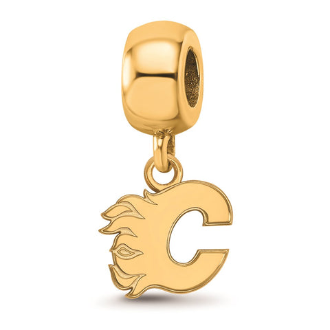 Gold Plated NHL LogoArt Calgary Flames Xs Dangle Bead Charm