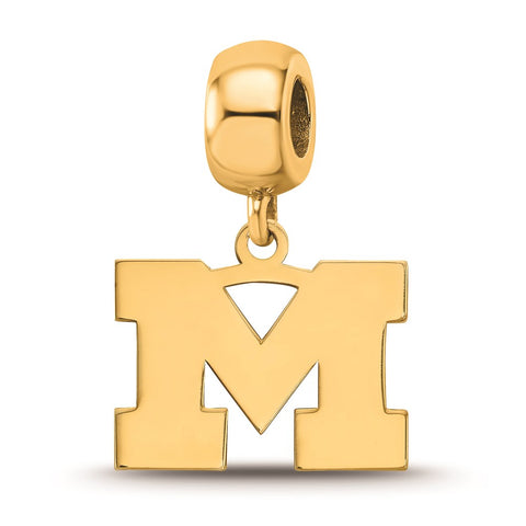 Gold Plated LogoArt Michigan (University of) Small Dangle Bead