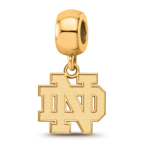 Gold Plated LogoArt University of Notre Dame Bead Charm Small Dangle