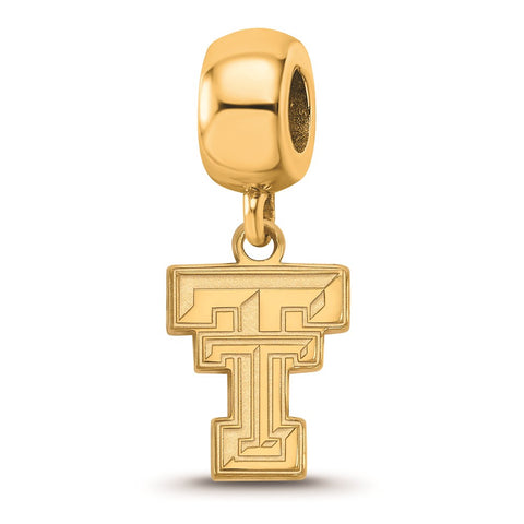 Gold Plated LogoArt Texas Tech University Small Dangle Bead