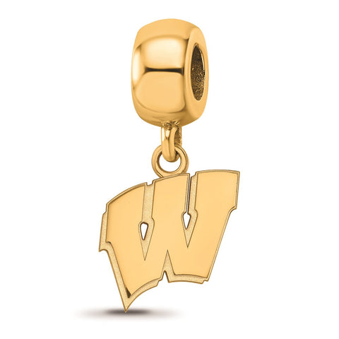 Gold Plated LogoArt University of Wisconsin Small Dangle Bead