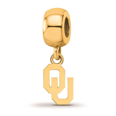 Gold Plated LogoArt The University of Oklahoma Bead Charm Xs Dangle