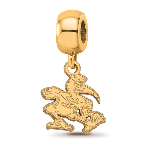 Gold Plated LogoArt University of Miami Small Dangle Bead