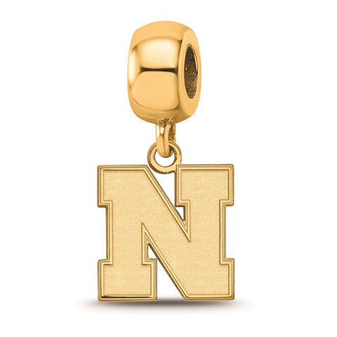 Gold Plated LogoArt University of Nebraska Small Bead Charm