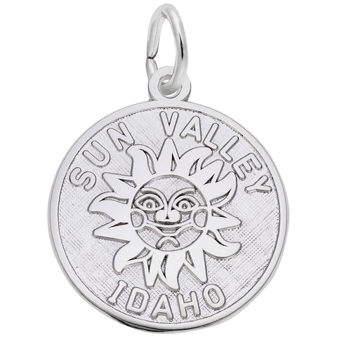 Sun Valley, Idaho Charm In 14K White Gold