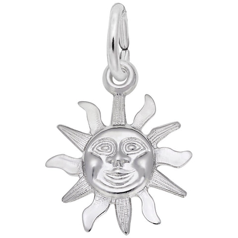 Sunburst Charm In 14K White Gold