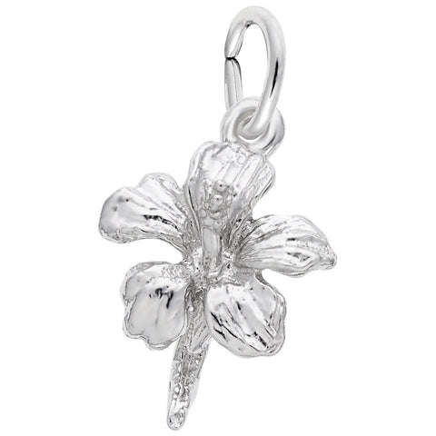 Hibiscus Charm In 14K White Gold