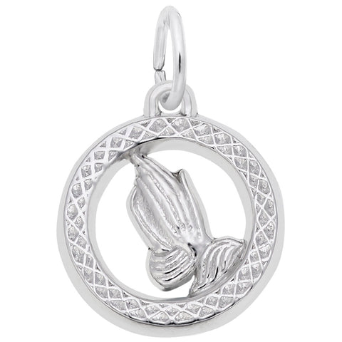 Praying Hands Charm In 14K White Gold