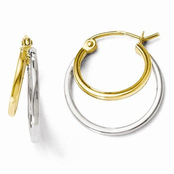 14k Two-tone Polished Hinged Hoop Earrings