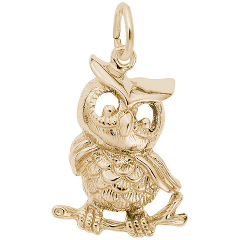 Owl Charm In Yellow Gold