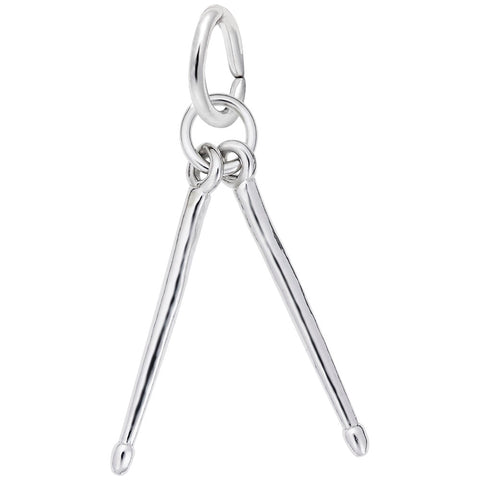 Drum Sticks Charm In Sterling Silver