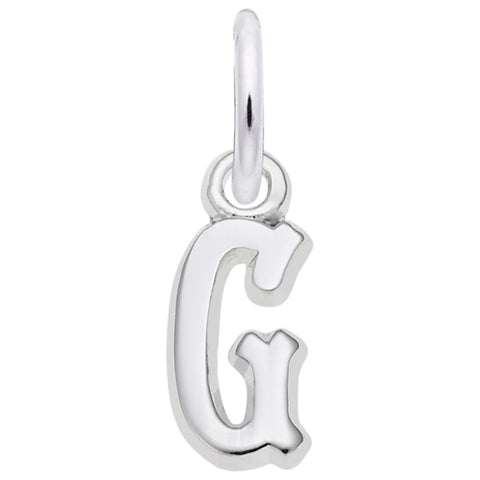 Initial G Charm In 14K White Gold