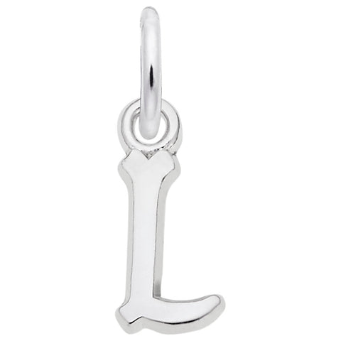 Initial L Charm In 14K White Gold