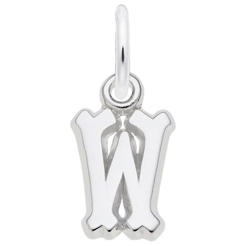 Initial W Charm In 14K White Gold