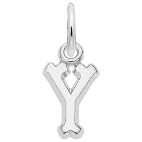 Initial Y Charm In 14K White Gold