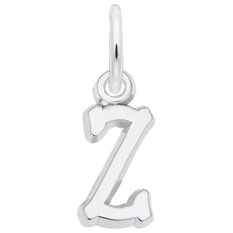 Initial Z Charm In 14K White Gold