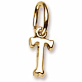 Initial T charm in 14K Yellow Gold