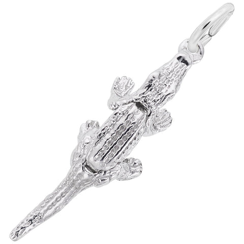 Alligator Charm In 14K White Gold