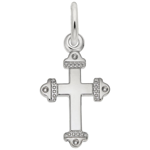 Cross Charm In 14K White Gold