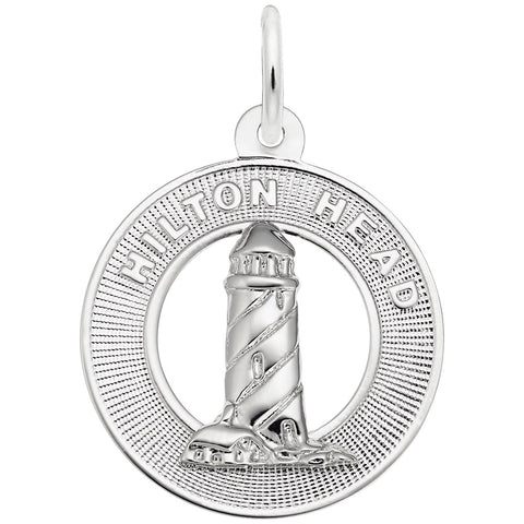 Lighthouse, Hilton Head, Sc Charm In 14K White Gold