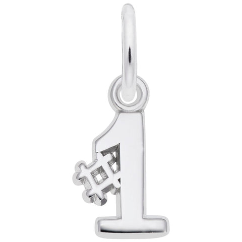 #1 Charm In 14K White Gold