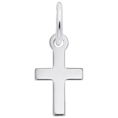 Cross Charm In 14K White Gold