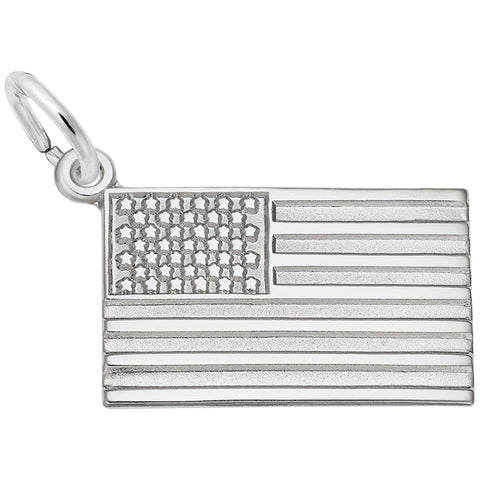 American Flag Charm In 14K White Gold