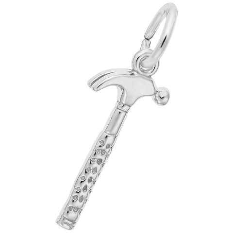 Hammer Charm In 14K White Gold