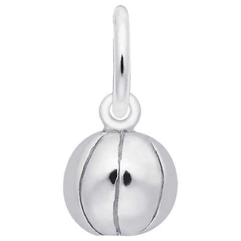 Basketball Charm In 14K White Gold