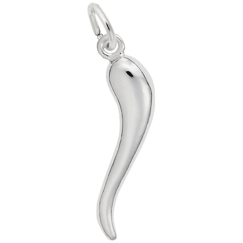 Italian Horn Charm In Sterling Silver