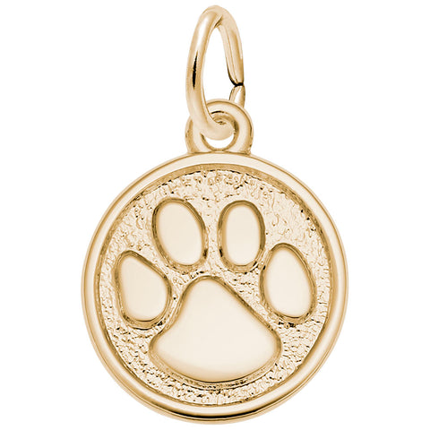 Paw Print Charm in Yellow Gold Plated