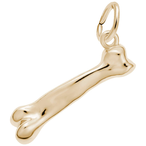 Dog Bone Charm In Yellow Gold