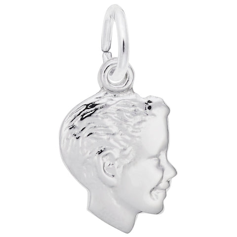 Boy Head Charm In 14K White Gold