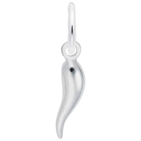 Italian Horn Charm In 14K White Gold