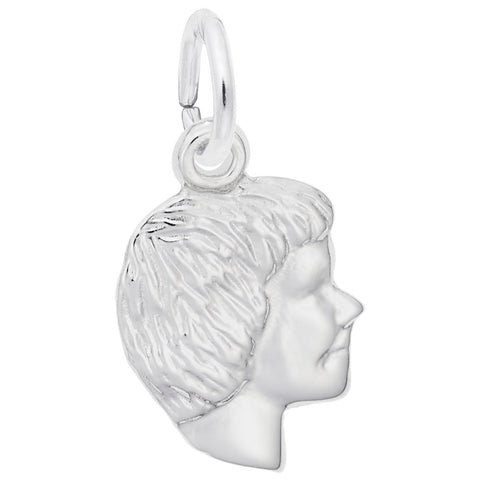 Girlhead Charm In 14K White Gold