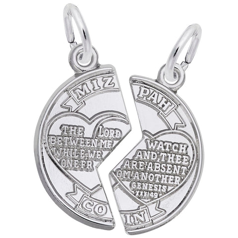 Mizpah Charm In 14K White Gold