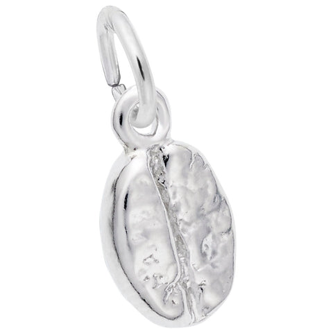 Coffee Bean Charm In 14K White Gold