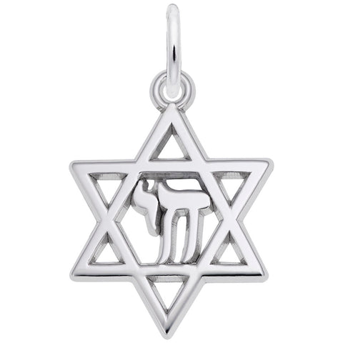 Star Of David Charm In 14K White Gold