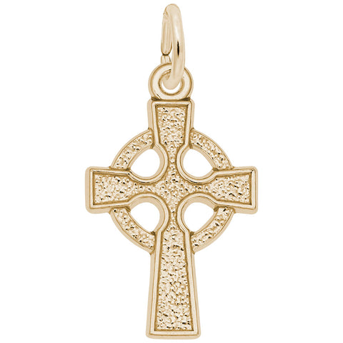 Celtic Cross Charm in Yellow Gold Plated
