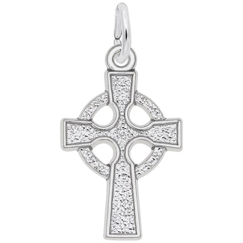 Celtic Cross Charm In 14K White Gold