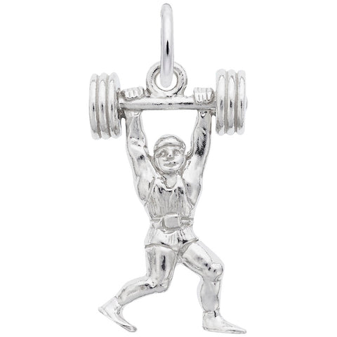 Weight Lifter Charm In Sterling Silver